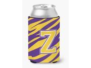 Monogram Tiger Stripe Purple Gold Can or Bottle Beverage Insulator Initial Z