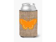 Butterfly Burlap and Orange Can or Bottle Beverage Insulator Hugger BB1033