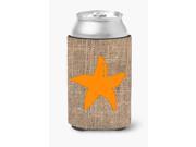 Starfish Burlap and Orange Can or Bottle Beverage Insulator Hugger