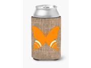 Butterfly Burlap and Orange Can or Bottle Beverage Insulator Hugger BB1034