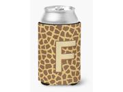 Letter F Initial Monogram Giraffe Can or Bottle Beverage Insulator Hugger