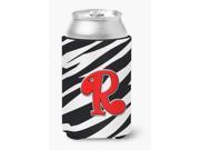 Letter R Initial Monogram Zebra Red Can or Bottle Beverage Insulator Hugger