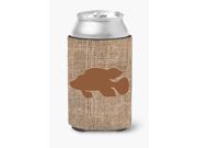 Fish Tropical Fish Burlap and Brown Can or Bottle Beverage Insulator Hugger BB1013