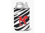 Letter M Initial Monogram Zebra Red Can or Bottle Beverage Insulator Hugger