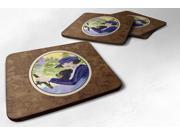 Lady driving with her Pomeranian Foam Coasters Set of 4
