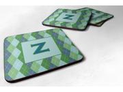 Set of 4 Monogram Blue Argoyle Foam Coasters Initial Letter Z