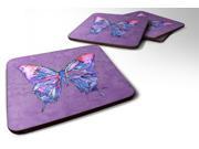 Set of 4 Butterfly on Purple Foam Coasters