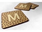 Set of 4 Monogram Giraffe Foam Coasters Initial Letter M