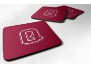 Set of 4 Monogram Maroon and White Foam Coasters Initial Letter Q