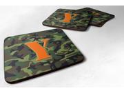 Set of 4 Monogram Camo Green Foam Coasters Initial Letter Y