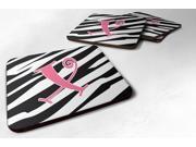 Set of 4 Monogram Zebra Stripe and Pink Foam Coasters Initial Letter X