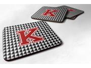 Set of 4 Monogram Houndstooth Foam Coasters Initial K