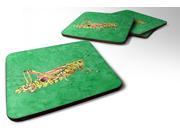 Set of 4 Grasshopper on Green Foam Coasters