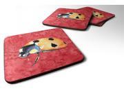 Set of 4 Lady Bug on Red Foam Coasters