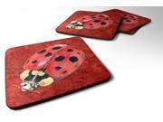 Set of 4 Lady Bug on Deep Red Foam Coasters