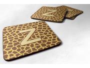 Set of 4 Monogram Giraffe Foam Coasters Initial Letter Z