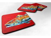 Set of 4 Fish Red Fish Alphonzo Head Foam Coasters