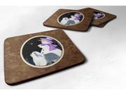 Snowman with Bearded Collie Foam Coasters Set of 4