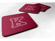 Set of 4 Monogram Maroon and White Foam Coasters Initial Letter K