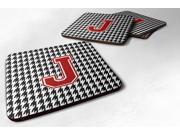 Set of 4 Monogram Houndstooth Foam Coasters Initial J
