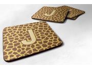 Set of 4 Monogram Giraffe Foam Coasters Initial Letter J