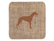 Set of 4 Greyhound Burlap and Brown Foam Coasters