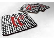 Set of 4 Monogram Houndstooth Black Foam Coasters Initial Letter H