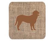 Set of 4 Curly Coated Retriever Burlap and Brown Foam Coasters