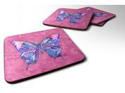 Set of 4 Butterfly on Pink Foam Coasters