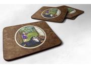 Little Girl with her Bernese Mountain Dog Foam Coasters Set of 4