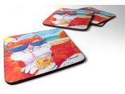 Set of 4 Cool Cat with Sunglasses at the beach Foam Coasters