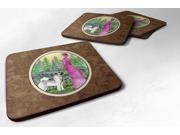 Lady with her Norwegian Elkhound Foam Coasters Set of 4