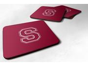 Set of 4 Monogram Maroon and White Foam Coasters Initial Letter S