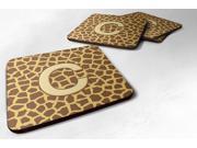 Set of 4 Monogram Giraffe Foam Coasters Initial Letter C