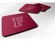 Set of 4 Monogram Maroon and White Foam Coasters Initial Letter F