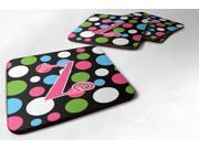 Set of 4 Monogram Polkadots and Pink Foam Coasters Initial Letter Z