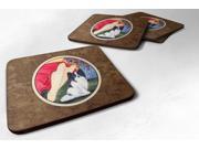 Lady with her Papillon Foam Coasters Set of 4