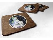 Snowman with Keeshond Foam Coasters Set of 4