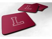 Set of 4 Monogram Maroon and White Foam Coasters Initial Letter L