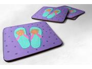 Set of 4 Flip Flops Purple Foam Coasters