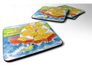 Set of 4 Big Orange Cat Fishing Foam Coasters