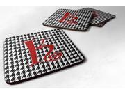Set of 4 Monogram Houndstooth Black Foam Coasters Initial Letter K