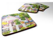 Set of 4 White Cottage at the beach Foam Coasters