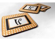 Set of 4 Monogram Orange Polkadots Foam Coasters Initial Letter H