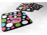 Set of 4 Monogram Polkadots and Pink Foam Coasters Initial Letter S