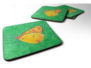 Set of 4 Butterfly Orange on Green Foam Coasters
