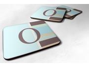 Set of 4 Monogram Blue Stripes Foam Coasters Initial Letter O