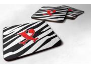 Set of 4 Monogram Zebra Red Foam Coasters Initial Letter X