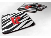 Set of 4 Monogram Zebra Red Foam Coasters Initial Letter H
