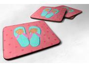 Set of 4 Flip Flops Pink Foam Coasters